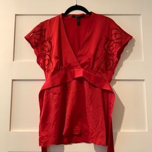 BCBG Red Lace Top